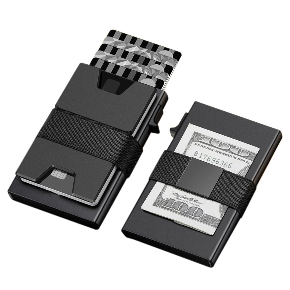 RFID Blocking Card Holder for Men Minimalist Metal Pop Up Wallet