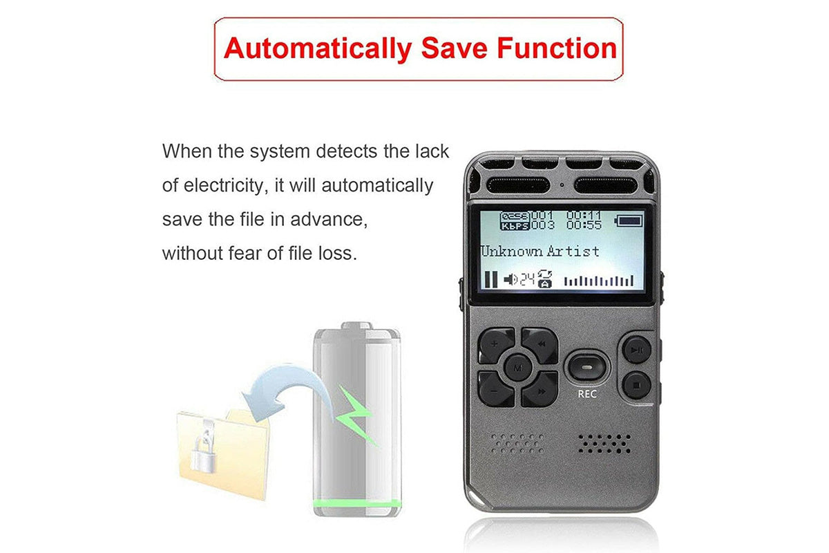 8G Rechargeable LCD Digital Audio Voice Recorder Dictaphone MP3 Player Expandable Up To 128G