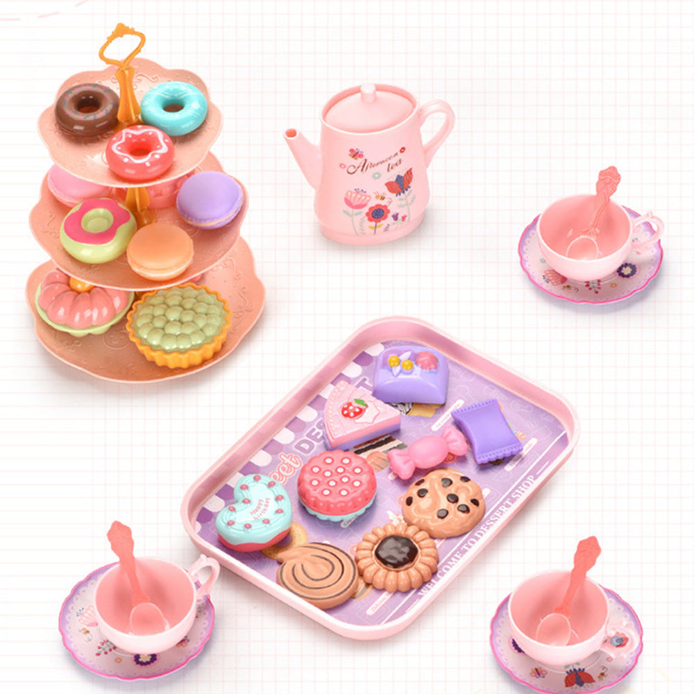 Kids Pretend Tea Party Set with Dessert & Carrying Case Style 1