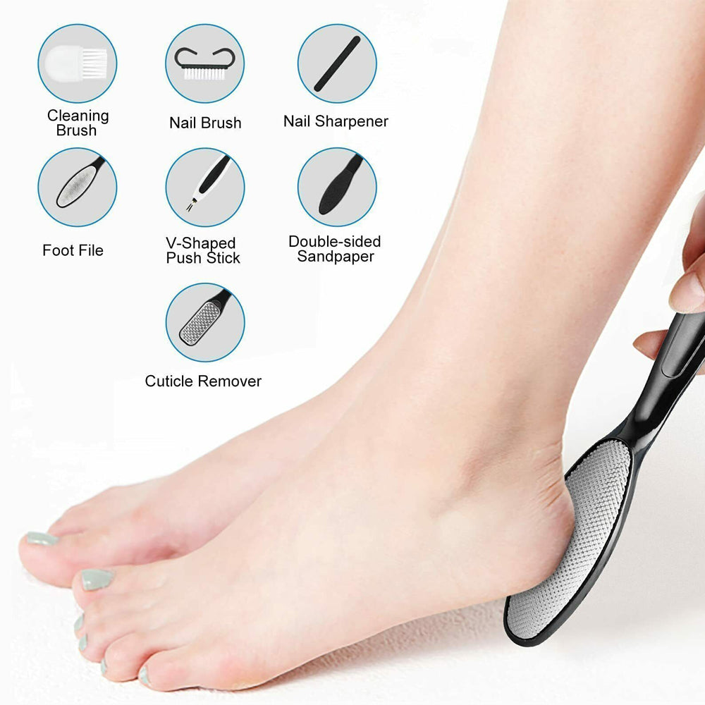 Electronic Foot File Grinder Set Electric Callus Remover Foot Pedicure Tool Black