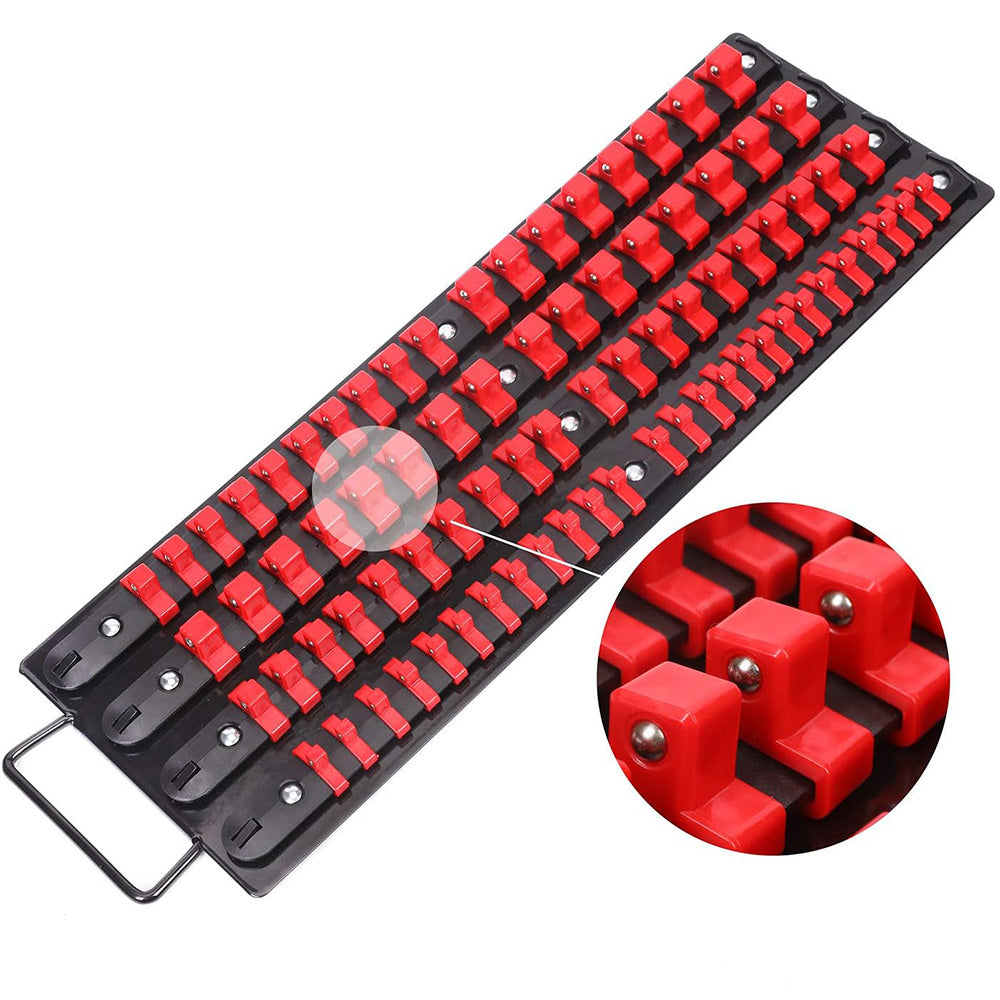 80Pcs Set Socket Organizer Tray Portable Multi-Size Socket Holder Red