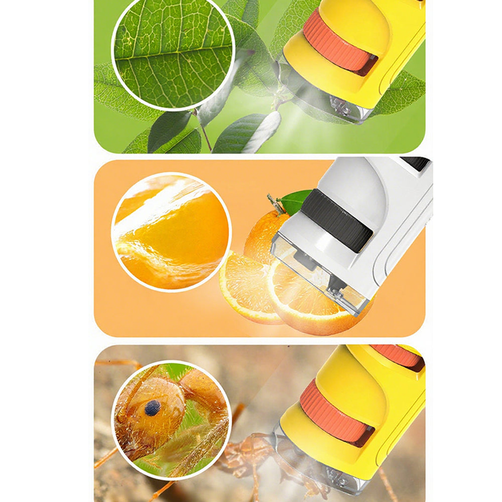 60X-180X Pocket Microscope Educational Science Kit for Kids-Yellow