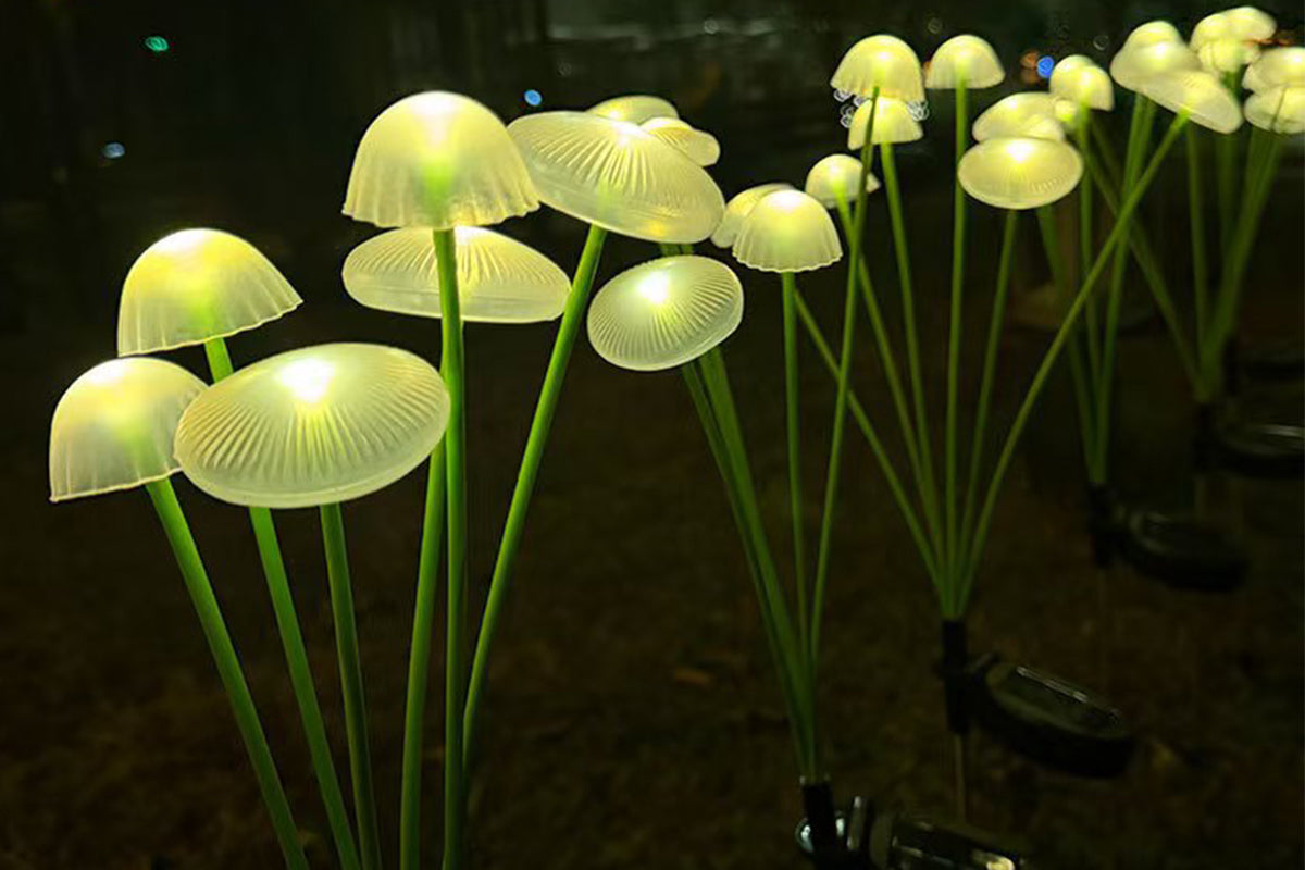 2Pcs Outdoor Solar Mushroom Lights Solar Pathway Lights Solar Mushrooms Lamps -Multicolor Lights