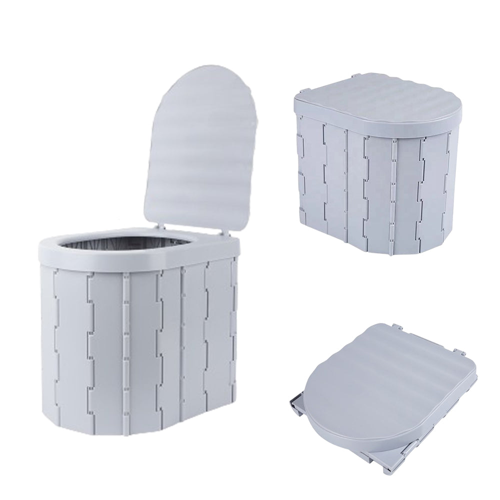 Portable Travel Camping Toilet Folding Toilet with Lid Car Potty Gray