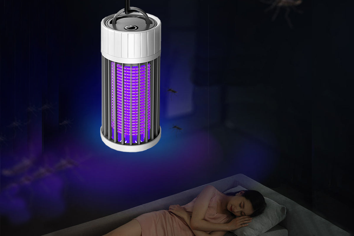 2pcs USB Electronic Rechargeable Mosquito Killer Lamp Night Light Mosquito Trap Indoor-Green and Grey