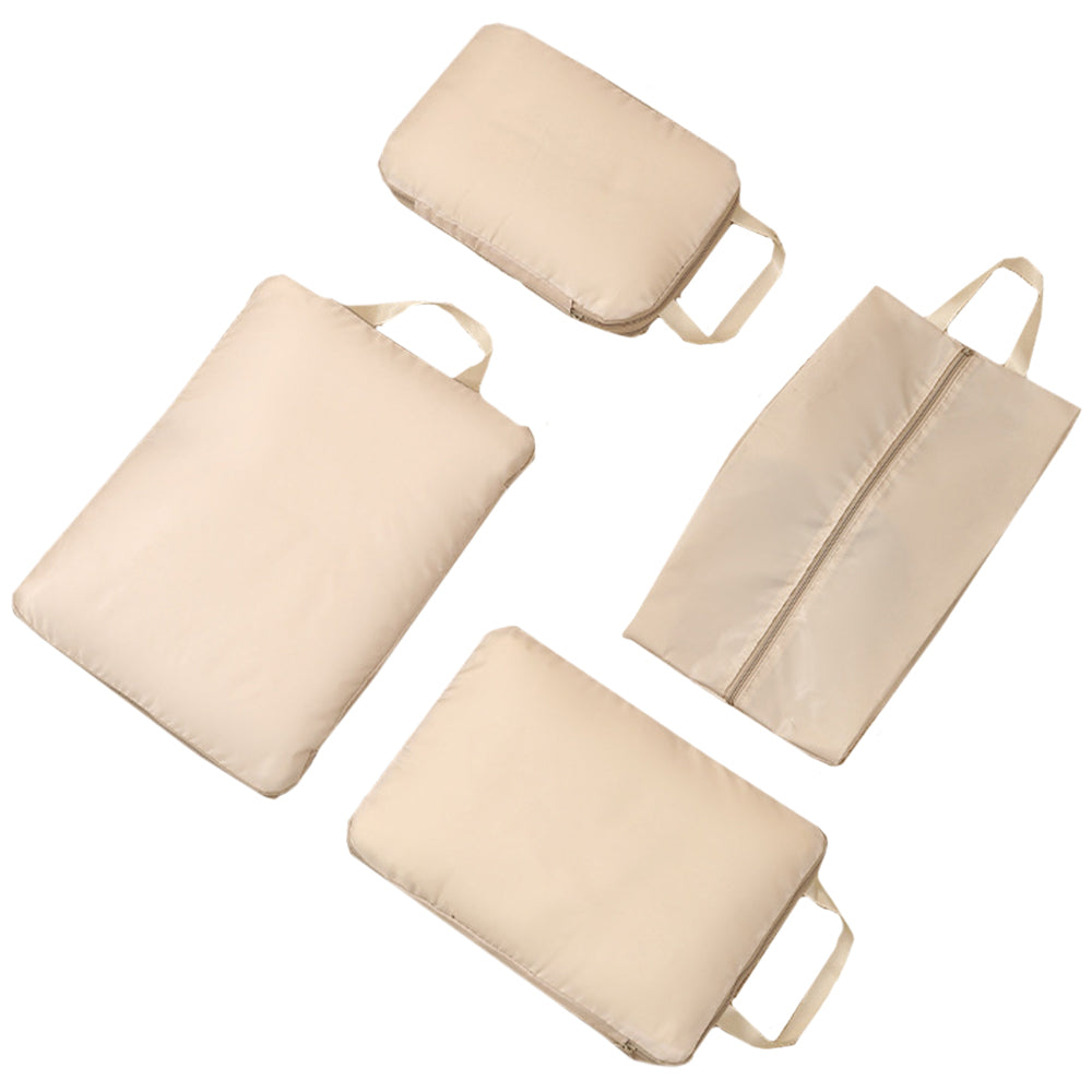 4Pcs Set Travel Compression Packing Cubes for Carry On Suitcases Travel Accessories Beige