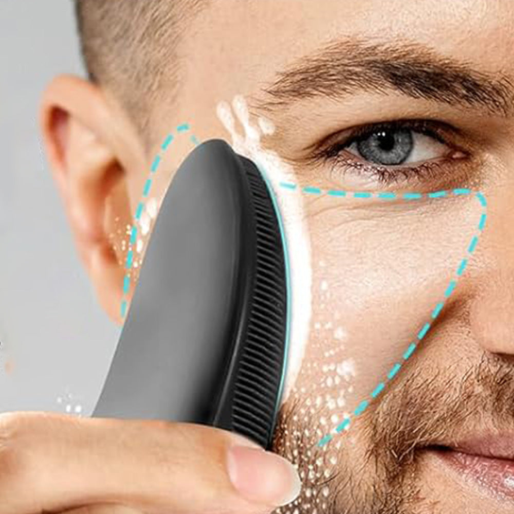 Electric Facial Cleansing Brush Silicone Face Scrubber for Cleaning Exfoliating Massaging Black