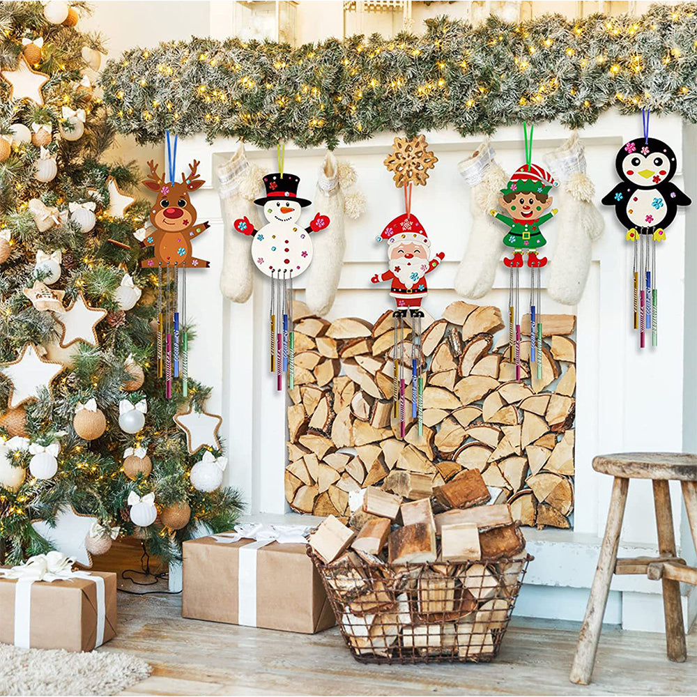 3D Wooden Wind Chime Craft Kit for Kids DIY Wind Chimes Decorative Ornament Christmas Style