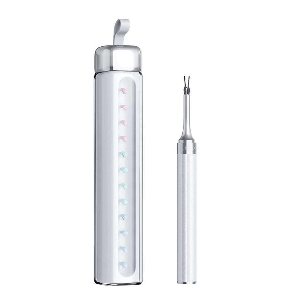 2-in-1 Visual Ear Wax Removal Tool with Ear Scoop Ear Tweezers Ear Cleaning Tool White