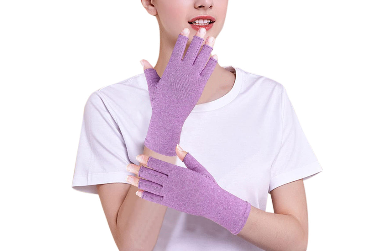 Women Arthritis Compression Gloves Anti-Slip for Hand Pain and Osteoarthritis -Puple