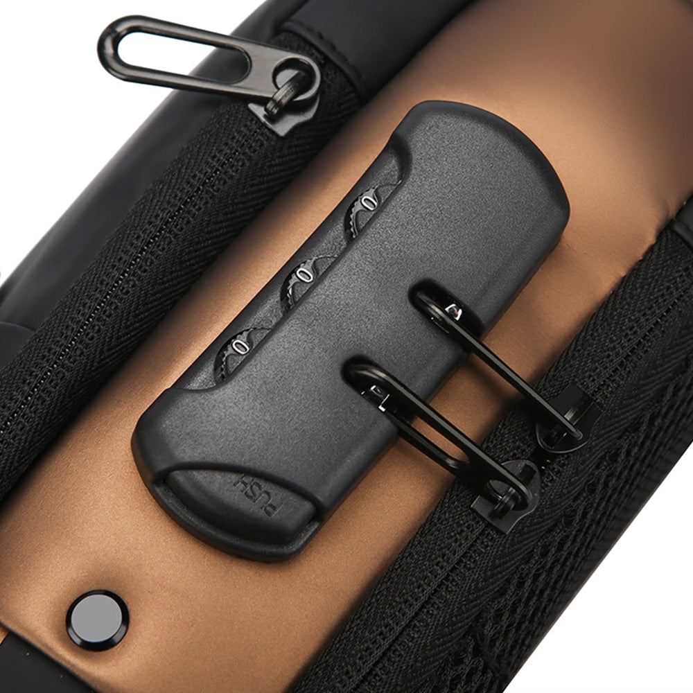 Anti-theft Crossbody Bag for Mern Password Sling Chest Pack with USB Port Black