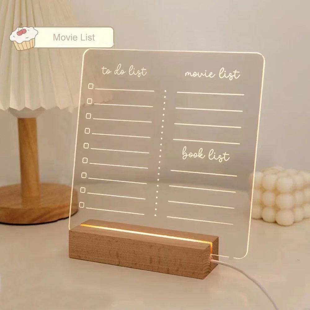 Acrylic Message Marker Board with Lighting Base and 12 Makers for Office Home School
