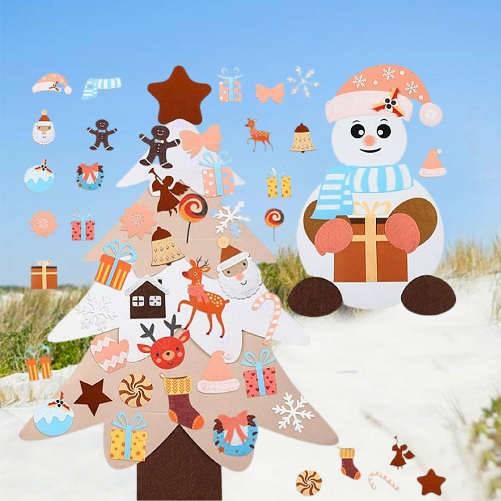 DIY Felt Christmas Tree With Light Reusable Wall Hanging Ornaments-Style 2