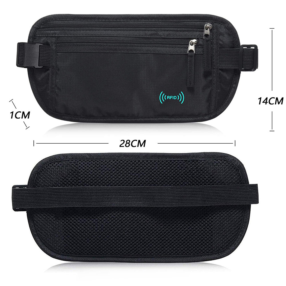RFID Blocking Money Waist Bag Anti Theft Hidden Fanny Pack Travel Wallet Pouch Black