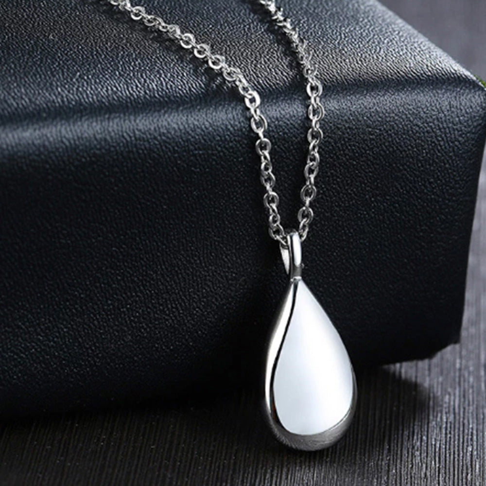 Stainless Steel Teardrop Cremation Pendant �Keepsake Memorial Necklace Sliver