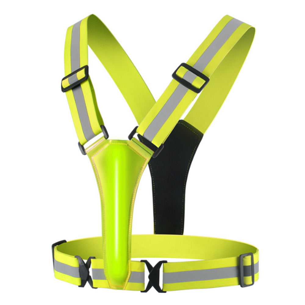 Adjustable LED Reflective Vest Rechargeable Running Gear with Night Light Yellow