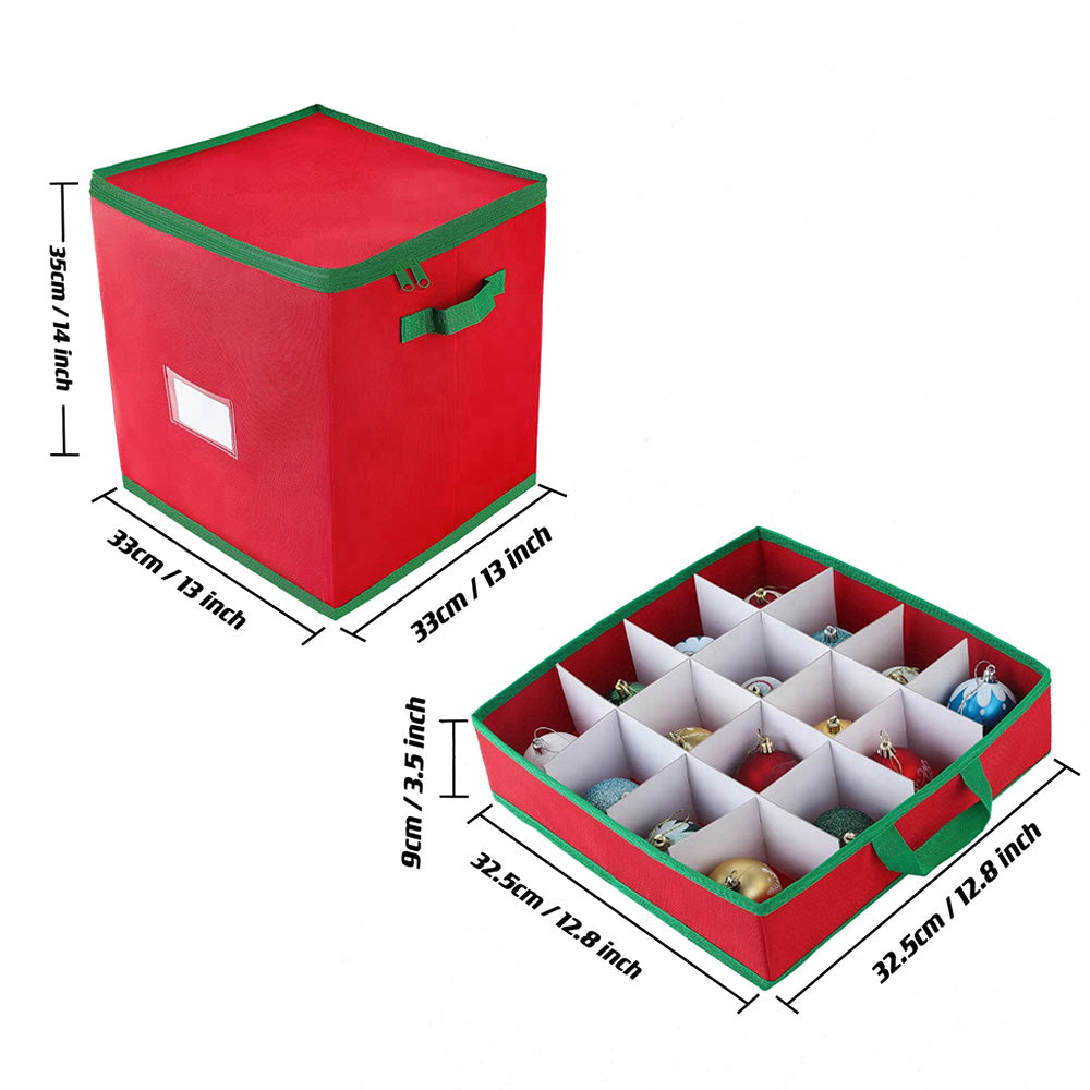 4-Tier 64-Compartment Christmas Ornament Storage Box with Lid