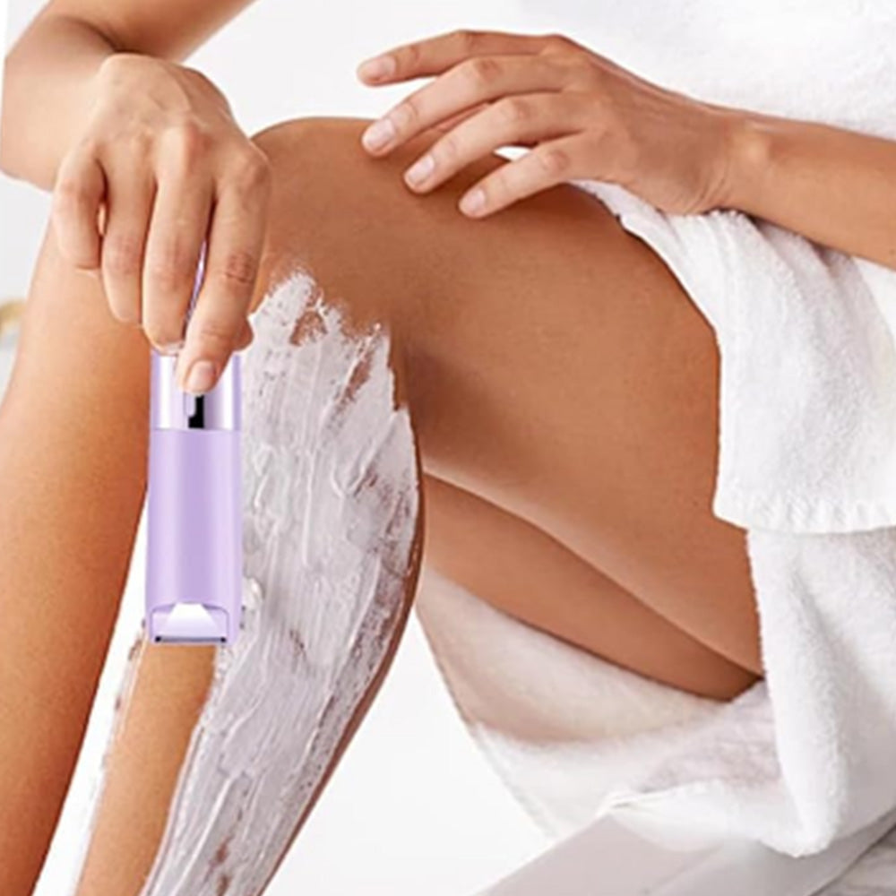 Dual Head Electric Hair Shaver for Women Painless Bikini Trimmer for Leg Arm Body Face Purple