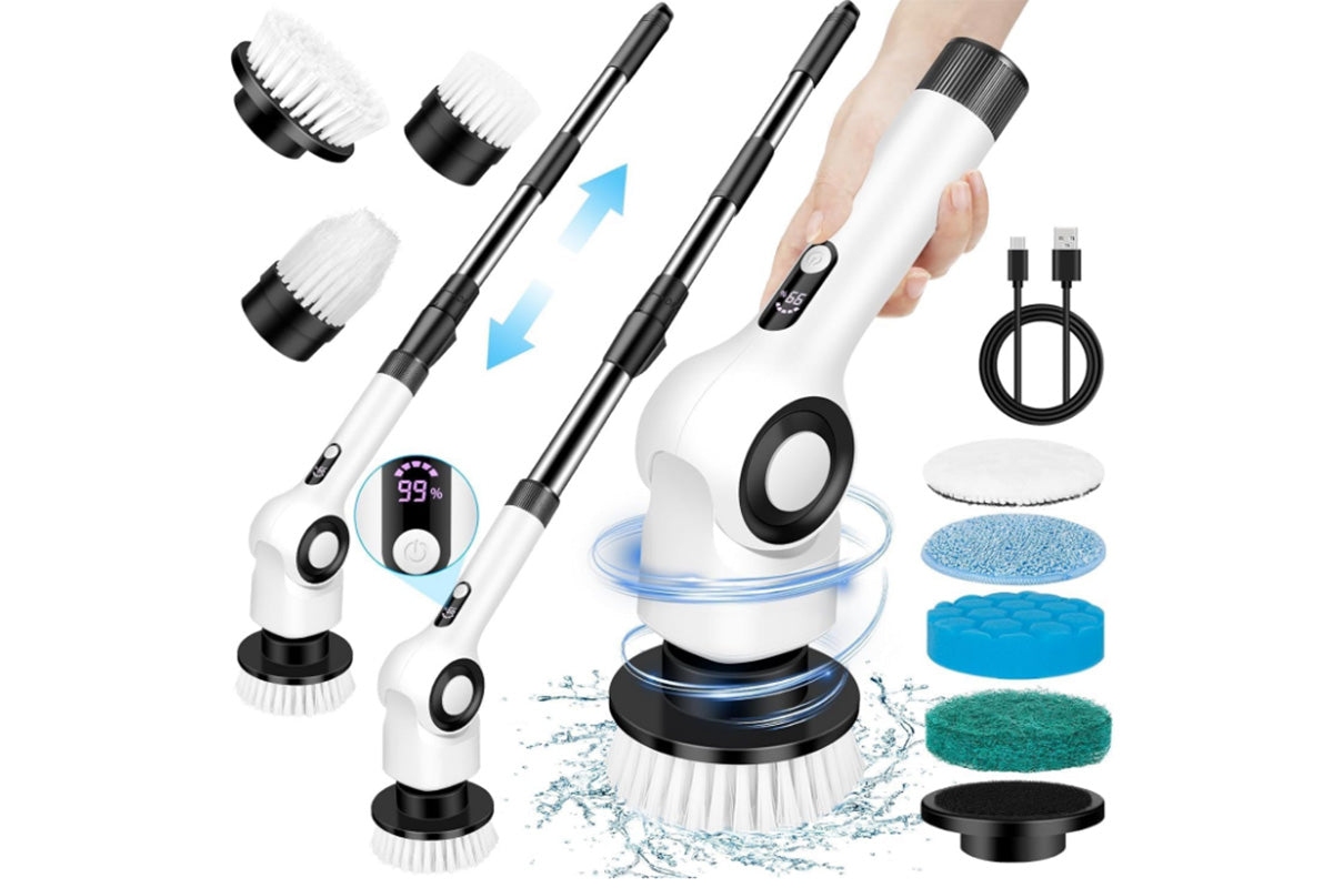 Cordless Electric Spin Scrubber Turbo Scrub Cleaning Brush with 7 Brushes