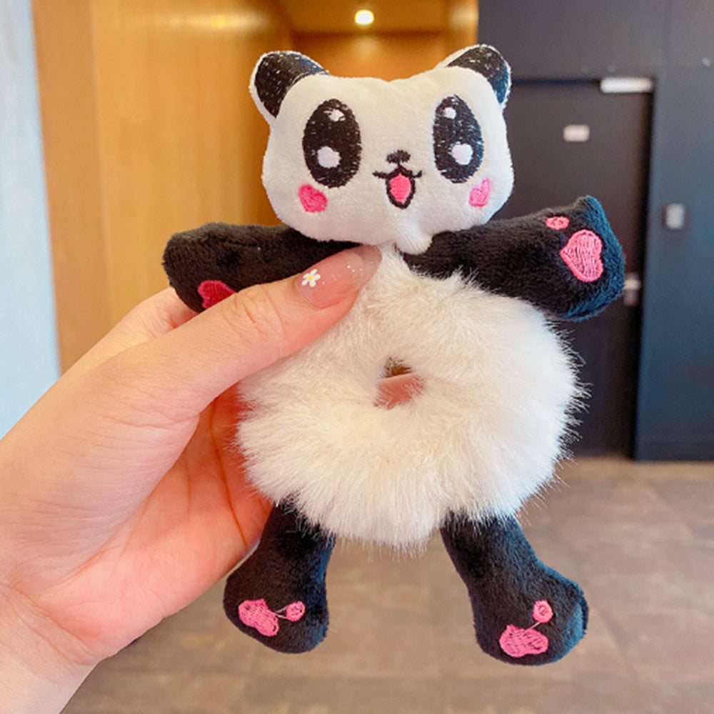 6 Pieces Cute Animal Scrunchies Hair Ties Fluffy Hair Bands Elastic Hair Rope Hair Styling Tools