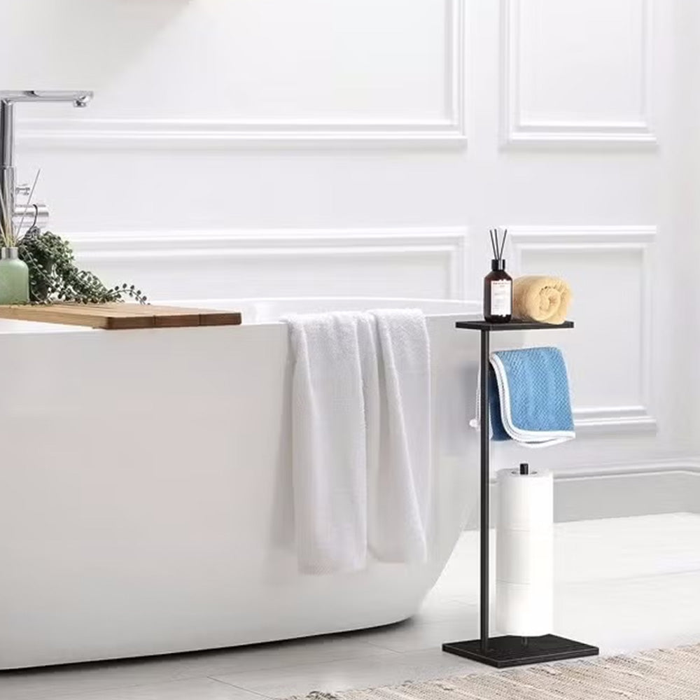 Free Standing Toilet Paper Holder with Shelf Bathroom Organizer Stand