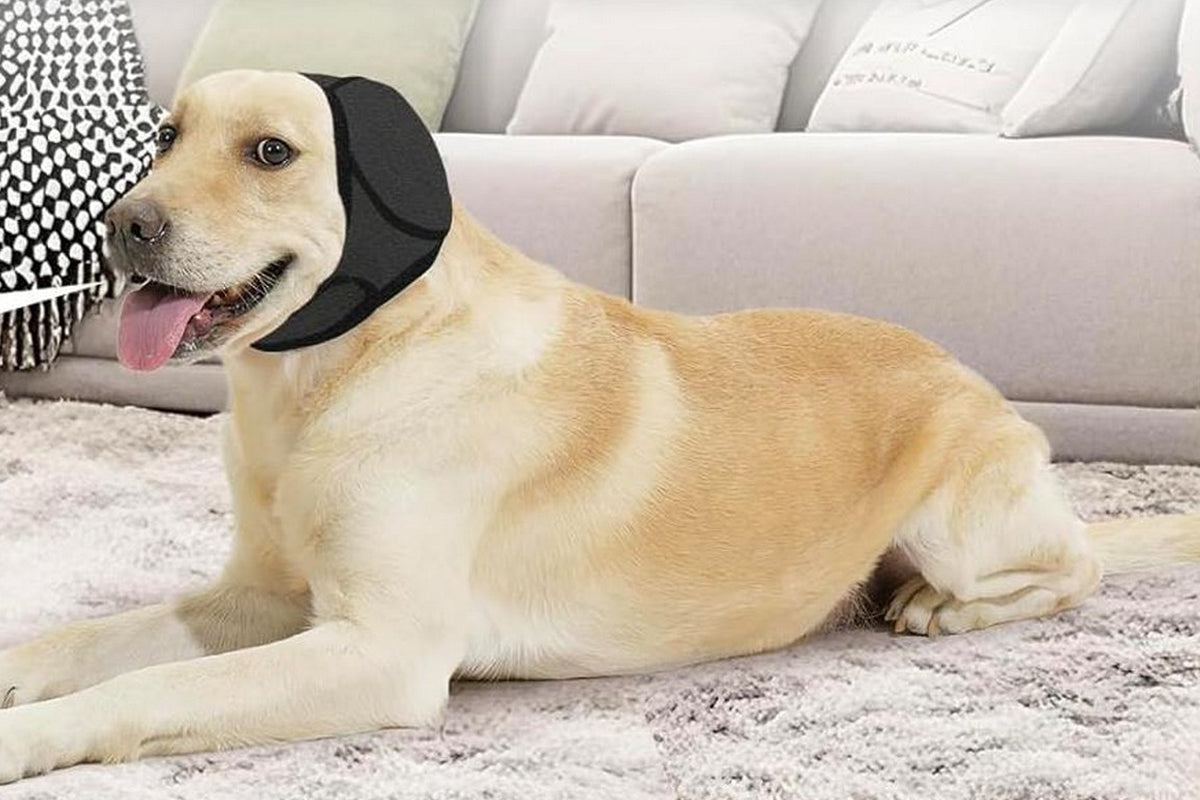 Dog Ear Muffs Noise Protection Calming Hoodie Dog Ear Covers for Noise Anxiety Relief -Grey