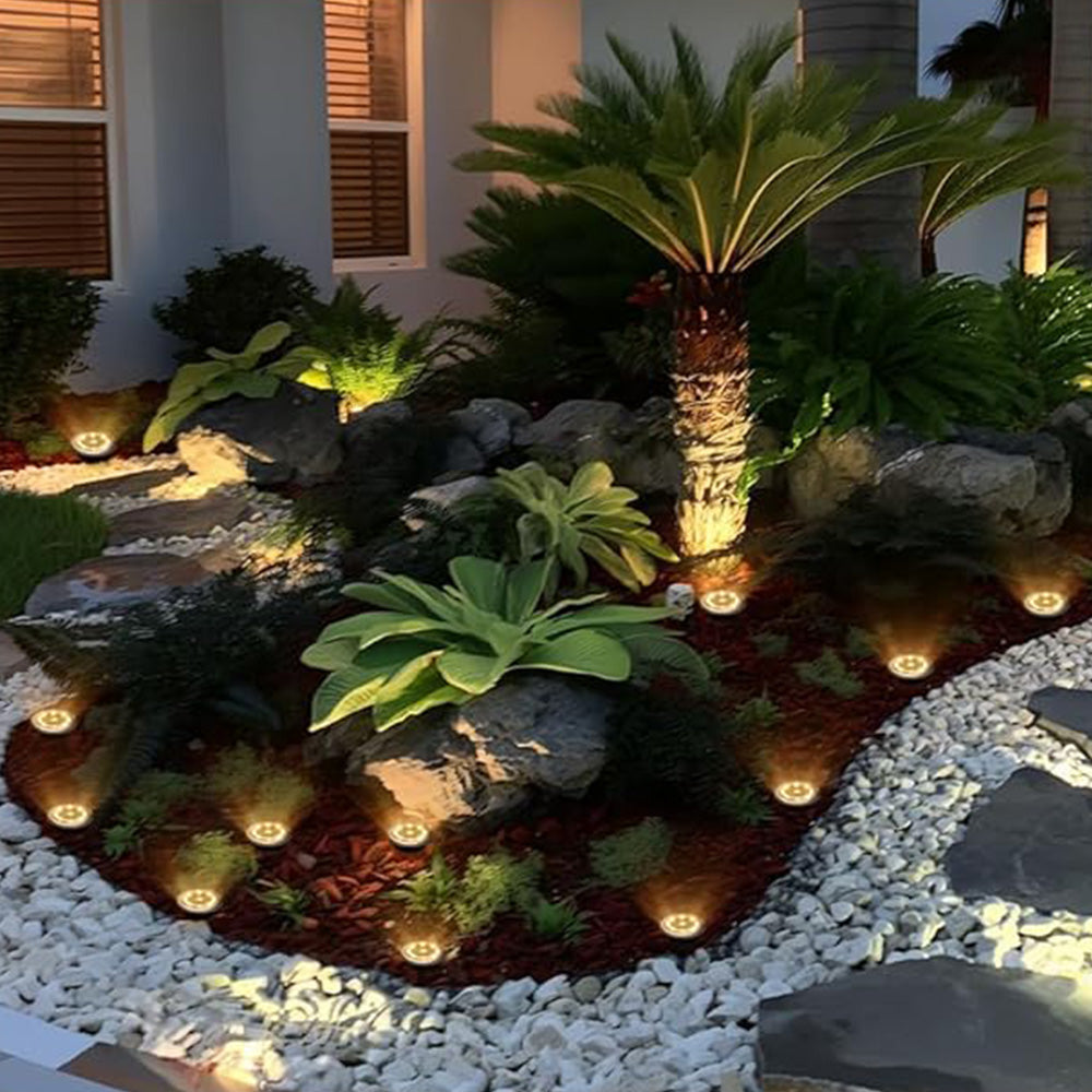 10Pcs Mini Solar Ground Lights Outdoor Pathway Decorative Lights for Yard Garden Decor Warm Light