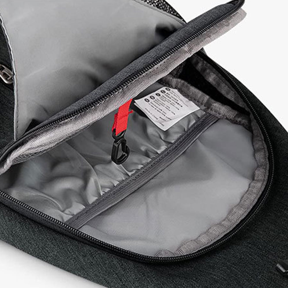 Water-Resistant Crossbody Bag Travel Sling Shoulder Bag with Multiple Compartments Headphone Port Black