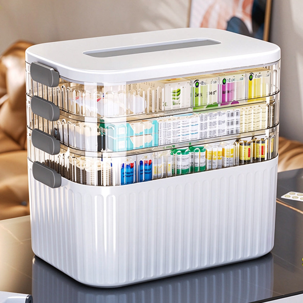4 Layer Detachable Clear Storage Box with Handle for Art and Crafts