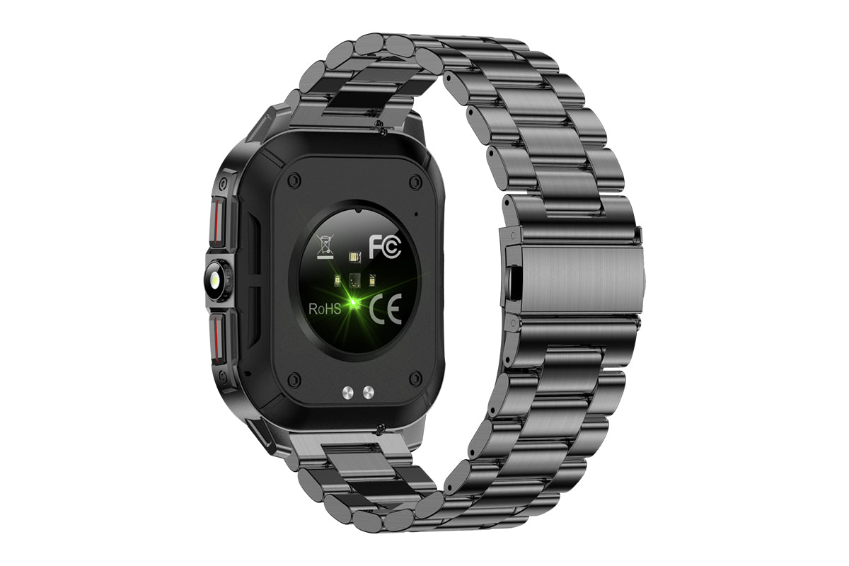 2.01inch Smartwatches with 100 Sports Modes Bluetooth Call Music Control for iPhone -Black metal strap