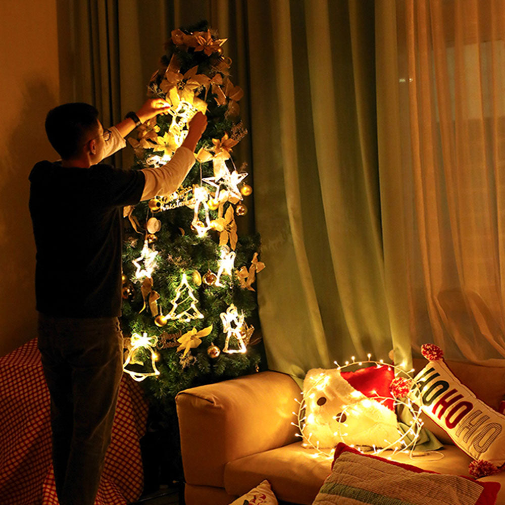 2PCS Christmas String Lights Hanging Window Indoor Outdoor Lights with Suction Cup for Xmas Party Decoration -Bell