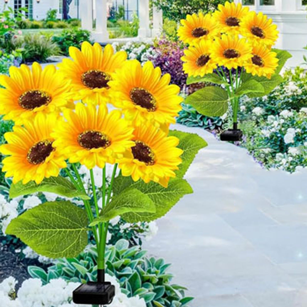 2PCS Solar Sunflower Lights ââ‚?Waterproof Outdoor Garden & Patio Decor