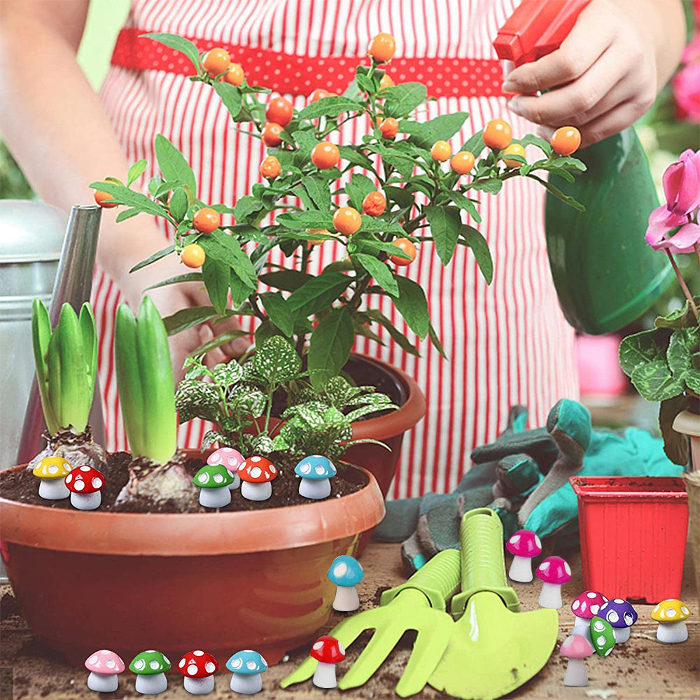 40Pcs DIY Dollhouse Miniatures Mushroom Statue Figurines Fairy Garden Bonsai Landscape Decoration Mixed Colors