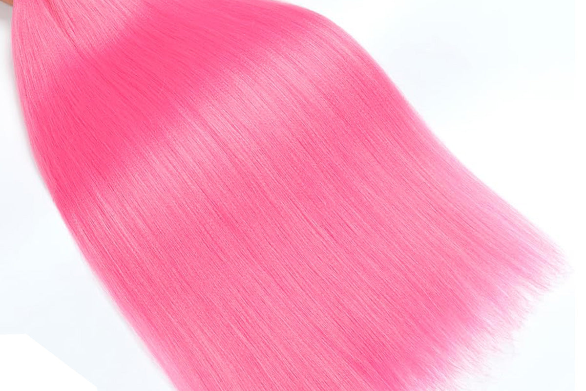 4Pcs Pre Stretched Hair Extensions Synthetic Hair Extension for Cosplay-Pink