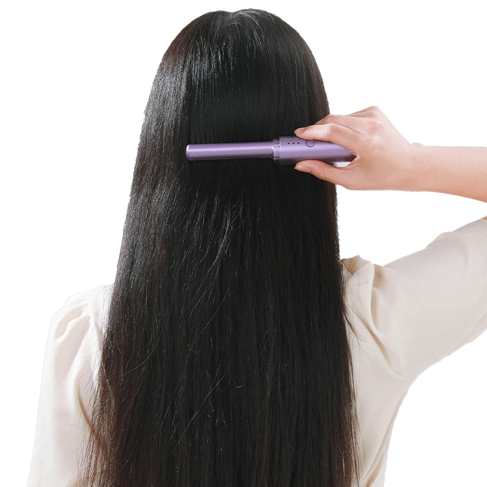 Portable Hair Straightener Comb Rechargeable Mini Hair Straightener Purple