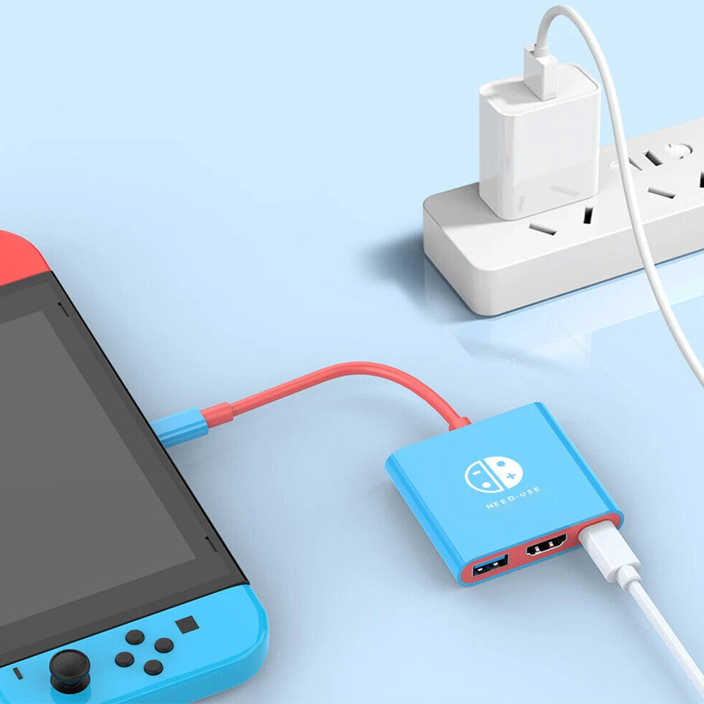 3-in-1 Switch Docking Station for Nintendo Portable 4K Switch TV Adapter with HDMI USB3.0 Port Blue