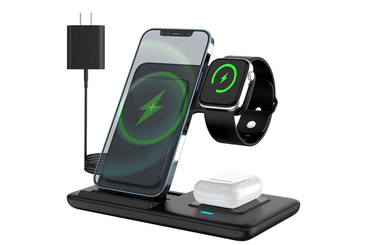 3-in-1 Fast Wireless Charger Stand Charging Station for iPhone Watch AirPods