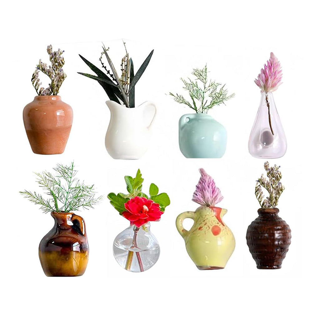 8-Pack 3D Ceramic Vase Fridge Sticks Mini Colorful Home Decor