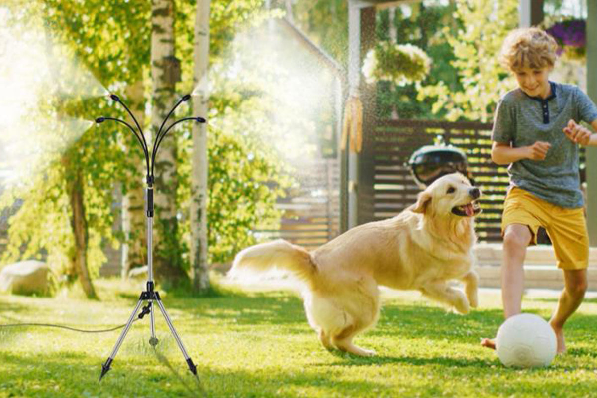 4Pcs Patio Standing Mister Adjustable Height 1.25M Portable Stand Misting System for Outside Garden BBQ Water Mist Playing Patio Cooling
