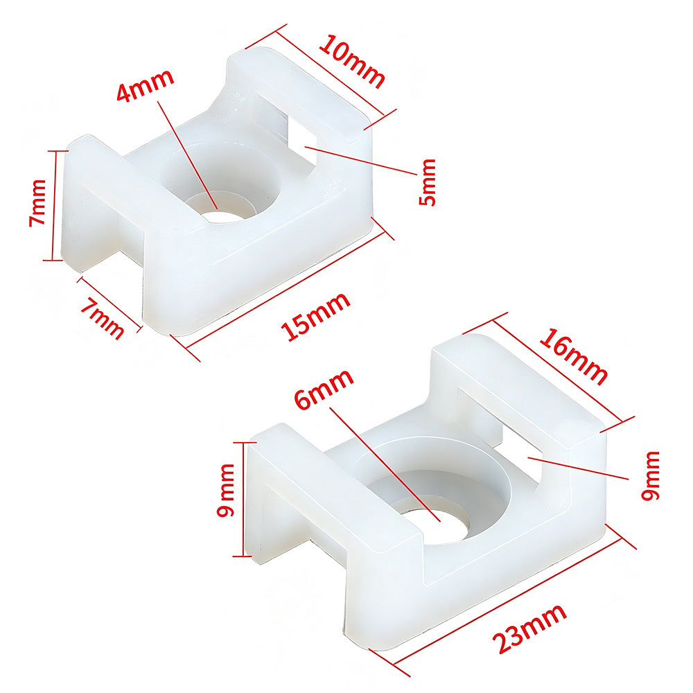 500 PCS Cable Tie Base Nylon Saddle Mount-White