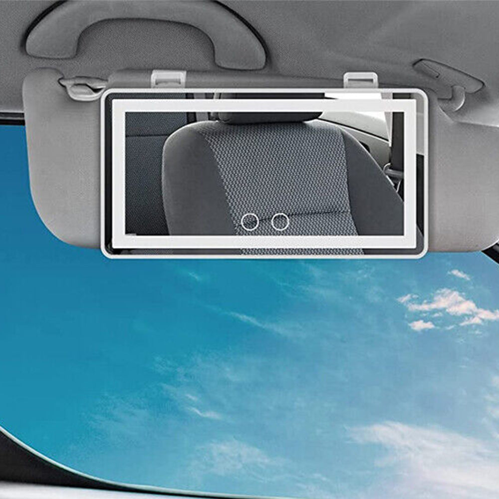 USB Car Visor Vanity Mirror Touch Screen LED Light Makeup Mirror Black