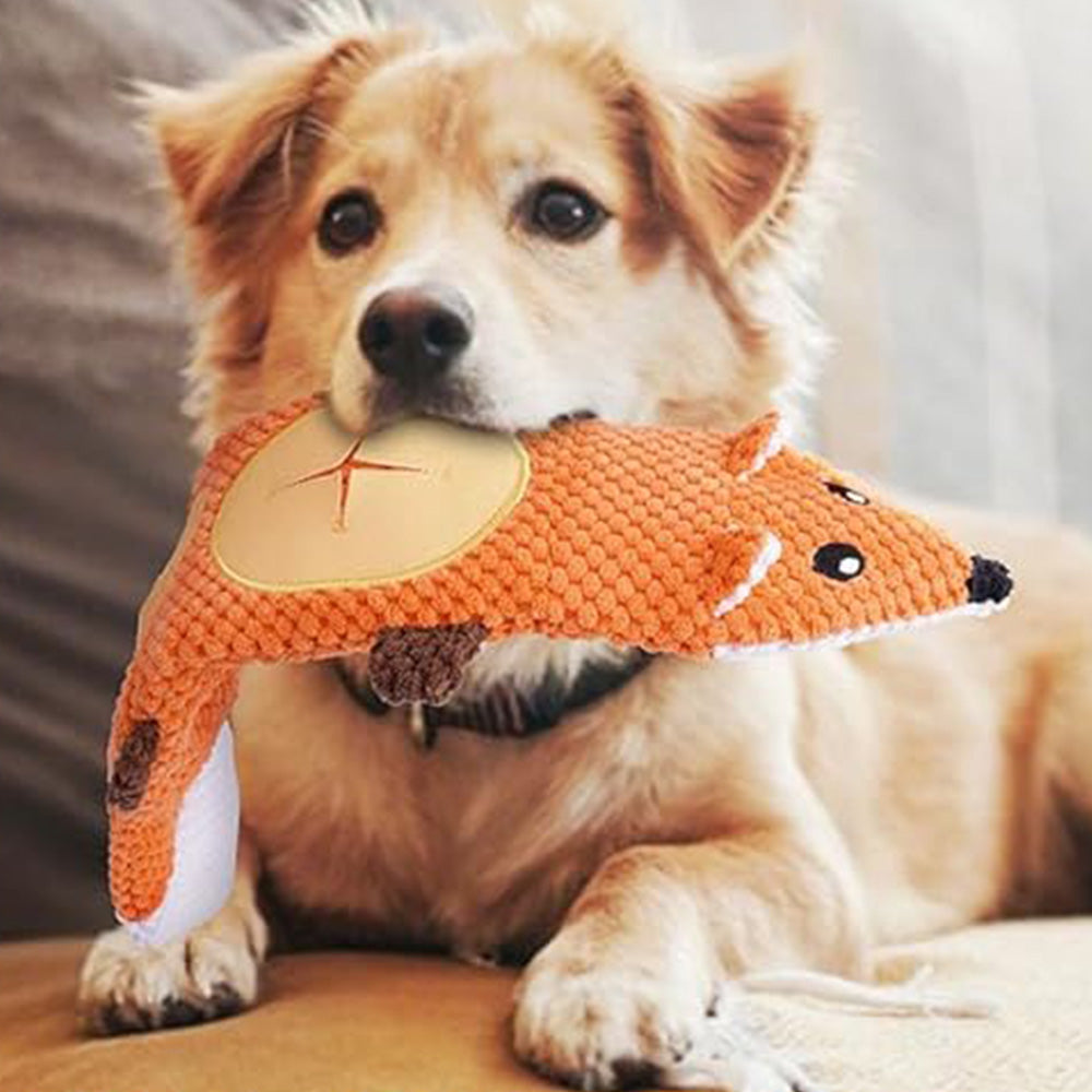 Roll Up Treat Dispensing Dog Toy with Squeaker for Small Medium Dogs-Orange