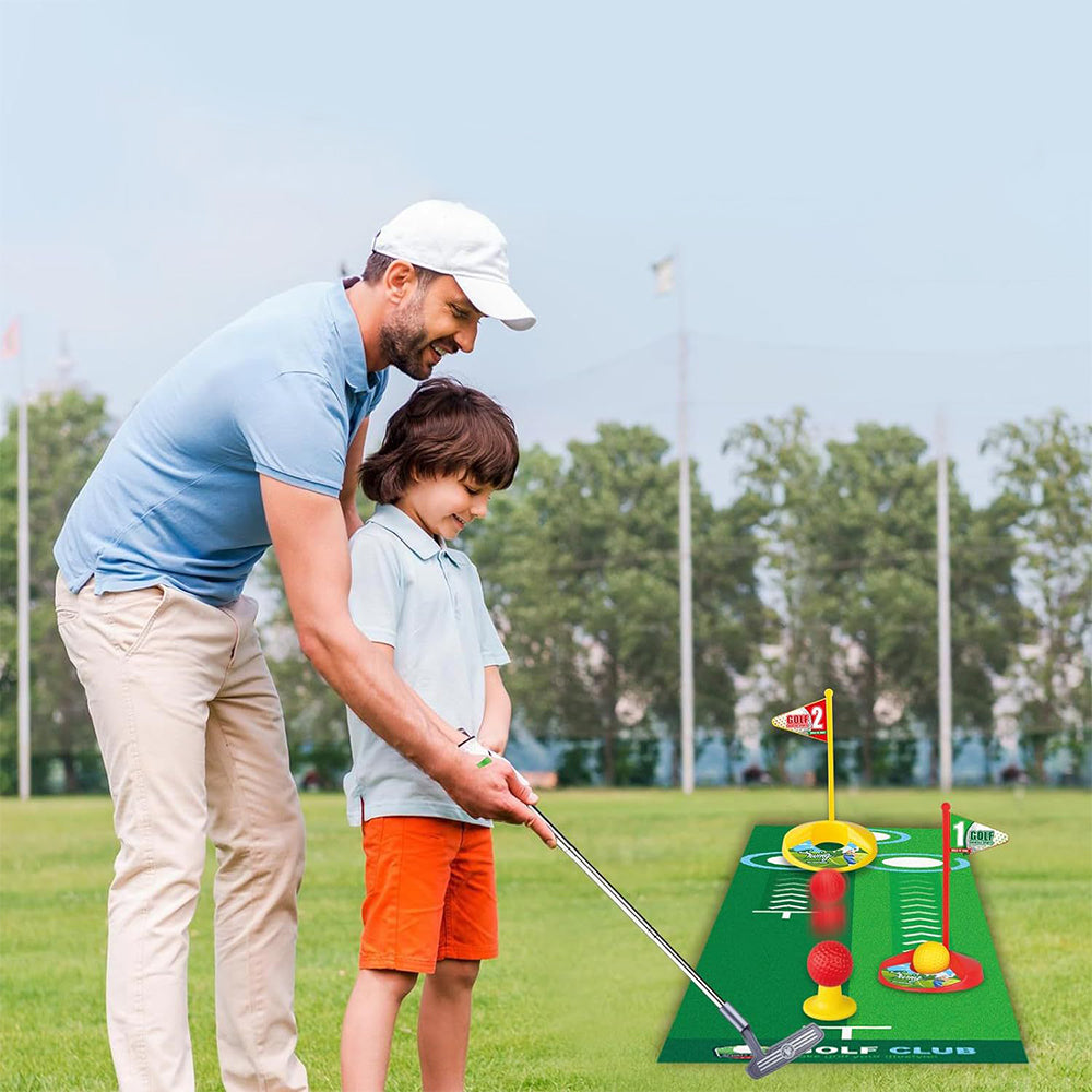 Kids Golf Toy Set Retractable Golf Clubs with Scorecard and Storage Bag Outdoor Yard Games