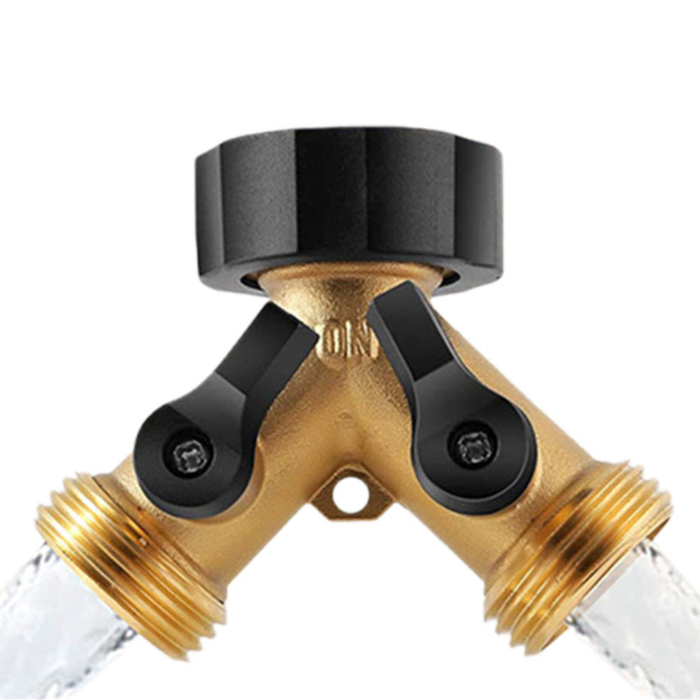2-Way Brass Hose Splitter Y Type Garden Hose Connector