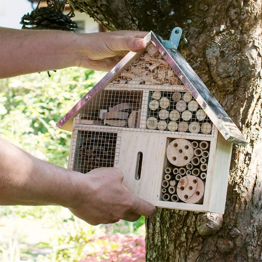 Wooden Insect Bee Butterfly House Outdoor Hanging Insect Hotel Garden Natural Shelter