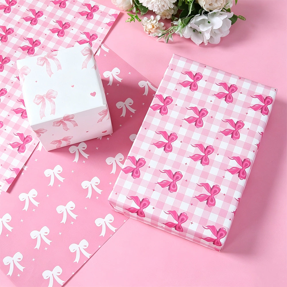 6 Sheet 70x50cm Coquette Bow Pattern Gift Wrapping Paper Set