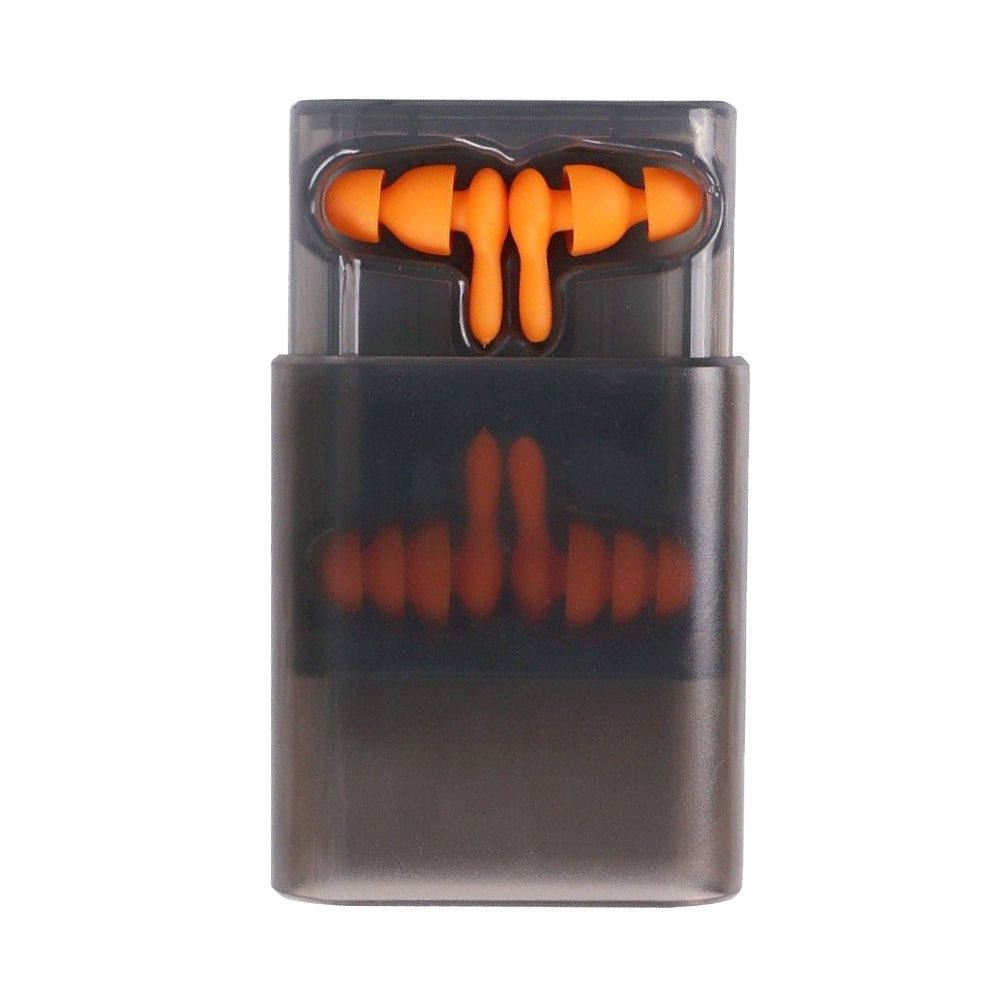 Set of 2 Pairs of Silicone Noise Reduction Earplugs Swimming Sleeping Hearing Protection Earplug Orange