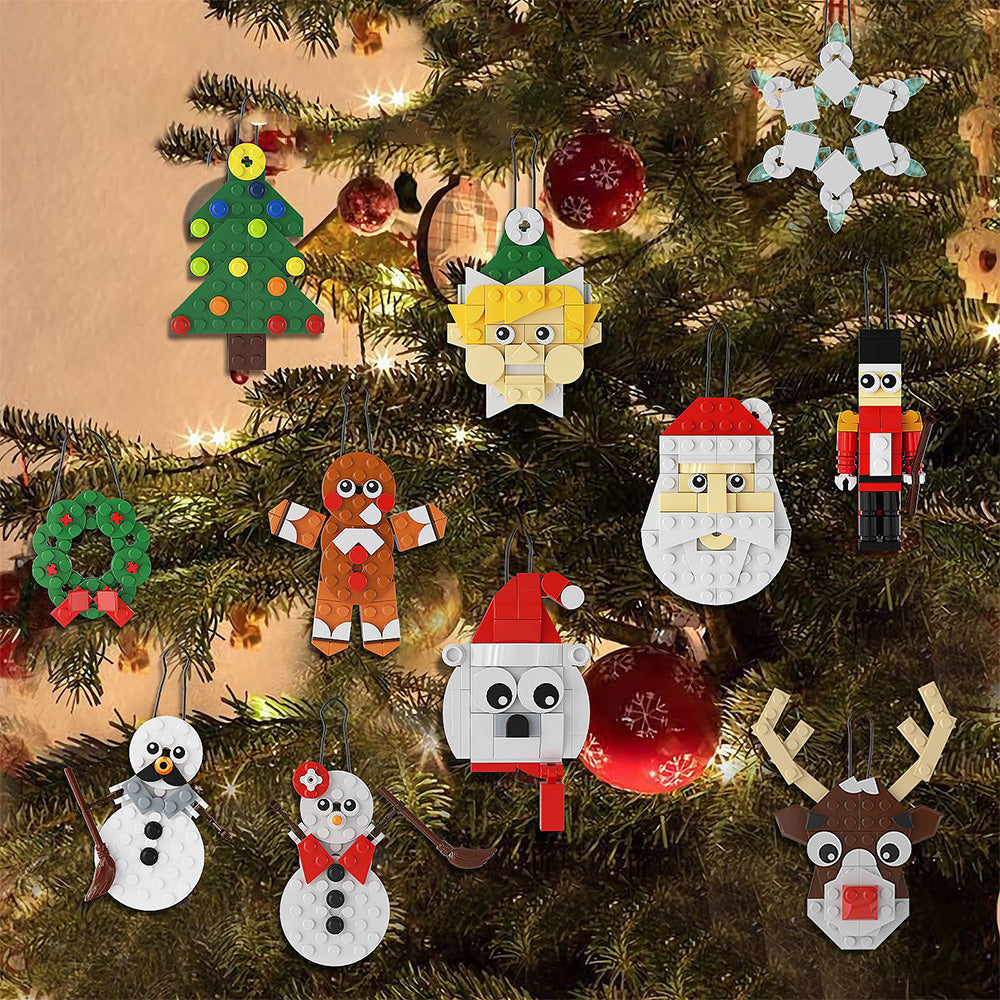 11-in-1 Christmas Ornaments Building Sets Snowman Santa Xmas Tree Ornament Decor