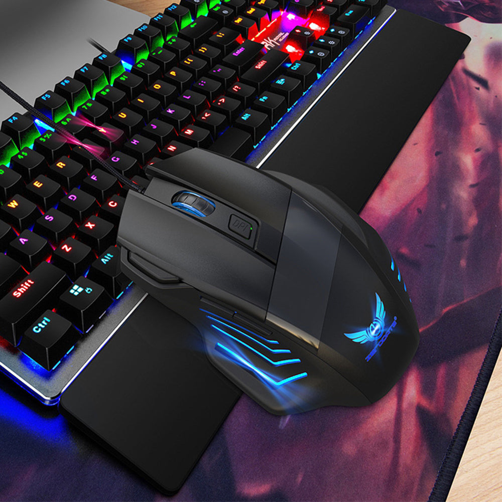 Wired Gaming Mouse 2400 DPI Adjustable 7-Color PC Gaming Mice Compatible with Windows Mac