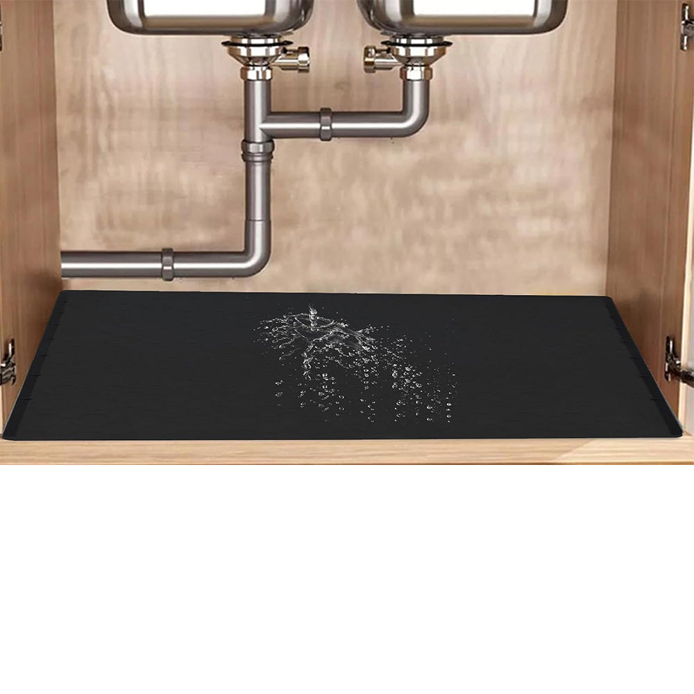 Silicone Under Sink Mat with Raised Edge - Black